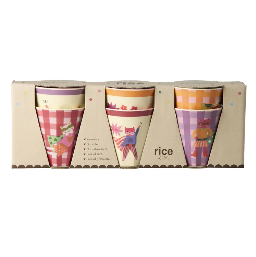 Rice Melamin Kinderbecher Hero Pink 6er-Set