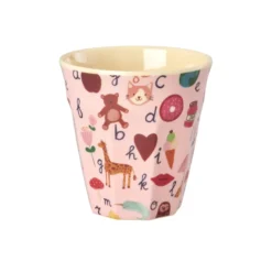 Rice Melamin Kinderbecher Pink ABC 160 ml