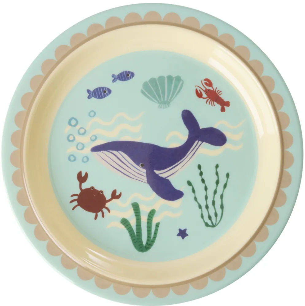 Rice Melamin Kinderteller Blue Ocean Print