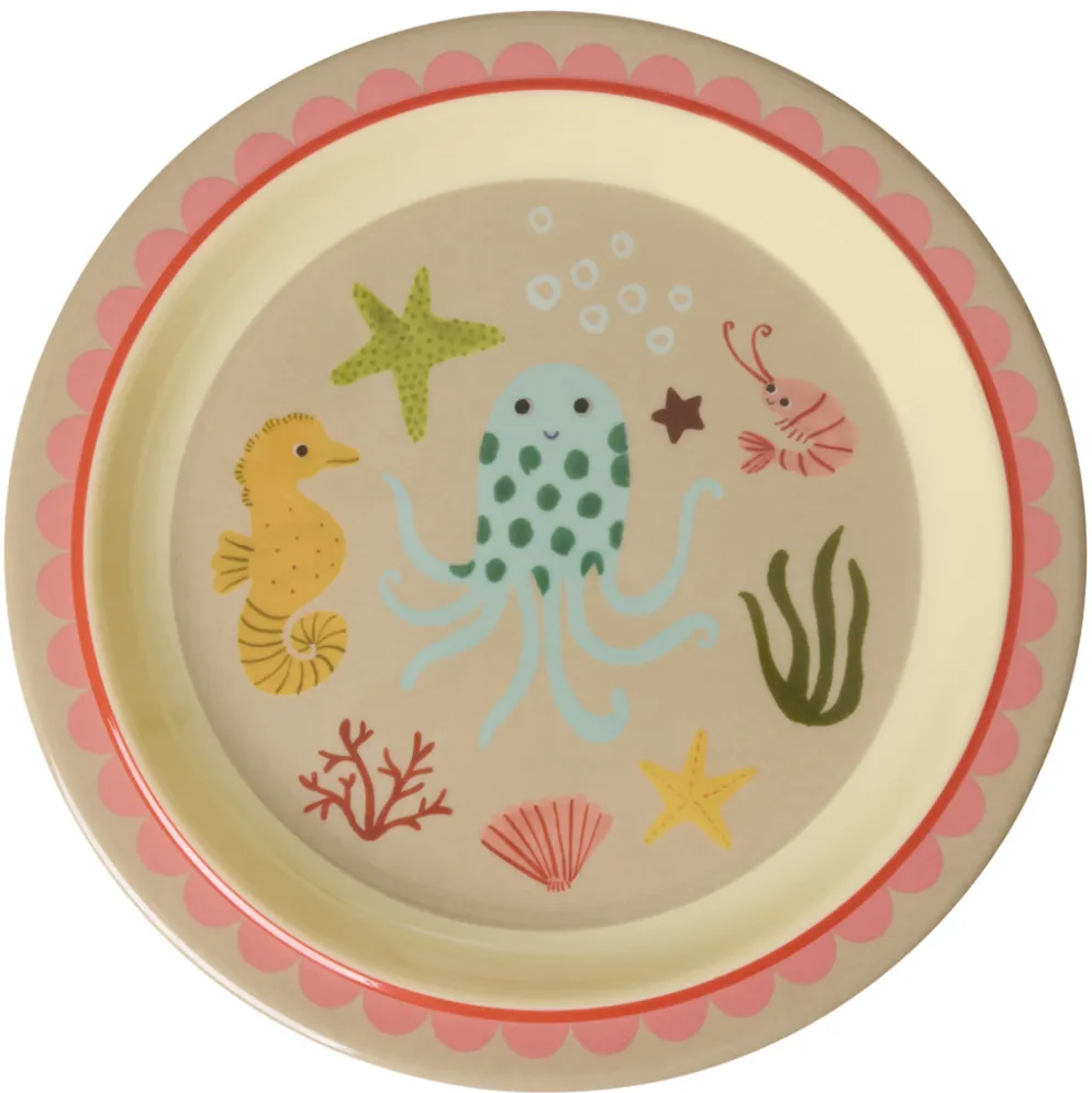 Rice Melamin Kinderteller Coral Ocean Print