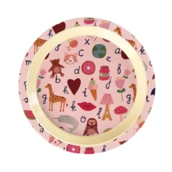 Rice Melamin Kinderteller Pink ABC 22 cm