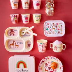 Rice Melamin Kinderteller Pink ABC 22 cm