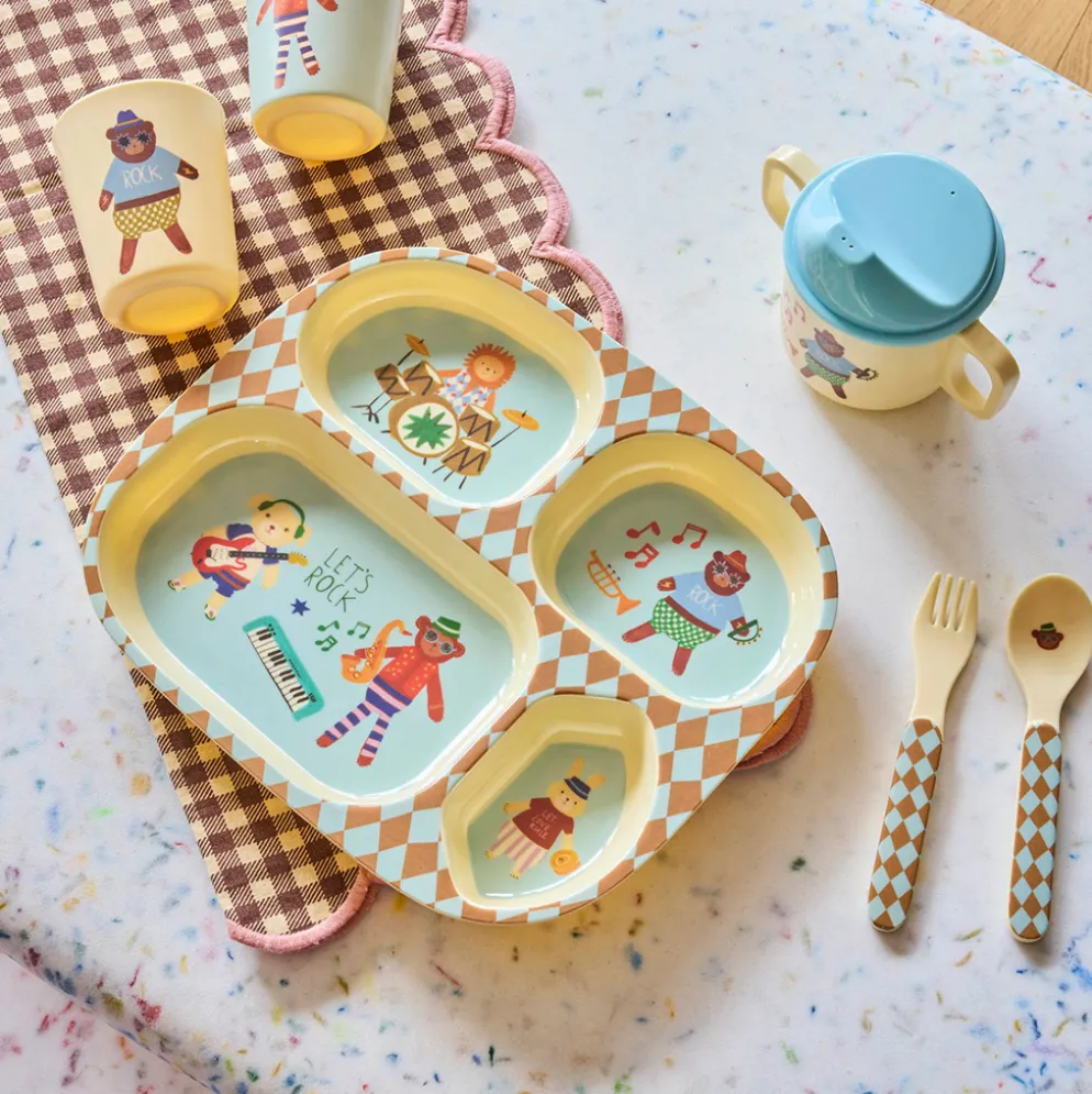 Rice Melamin Melamin-Geschirr Geschenkbox Blue Music Band 4-teilig