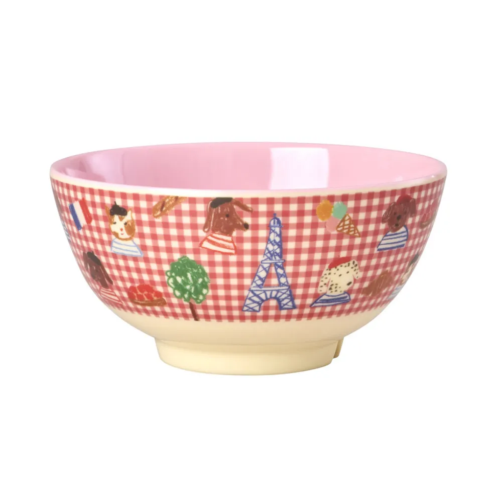 Rice Melamin Schüssel Red Kids in Paris Pink 700 ml
