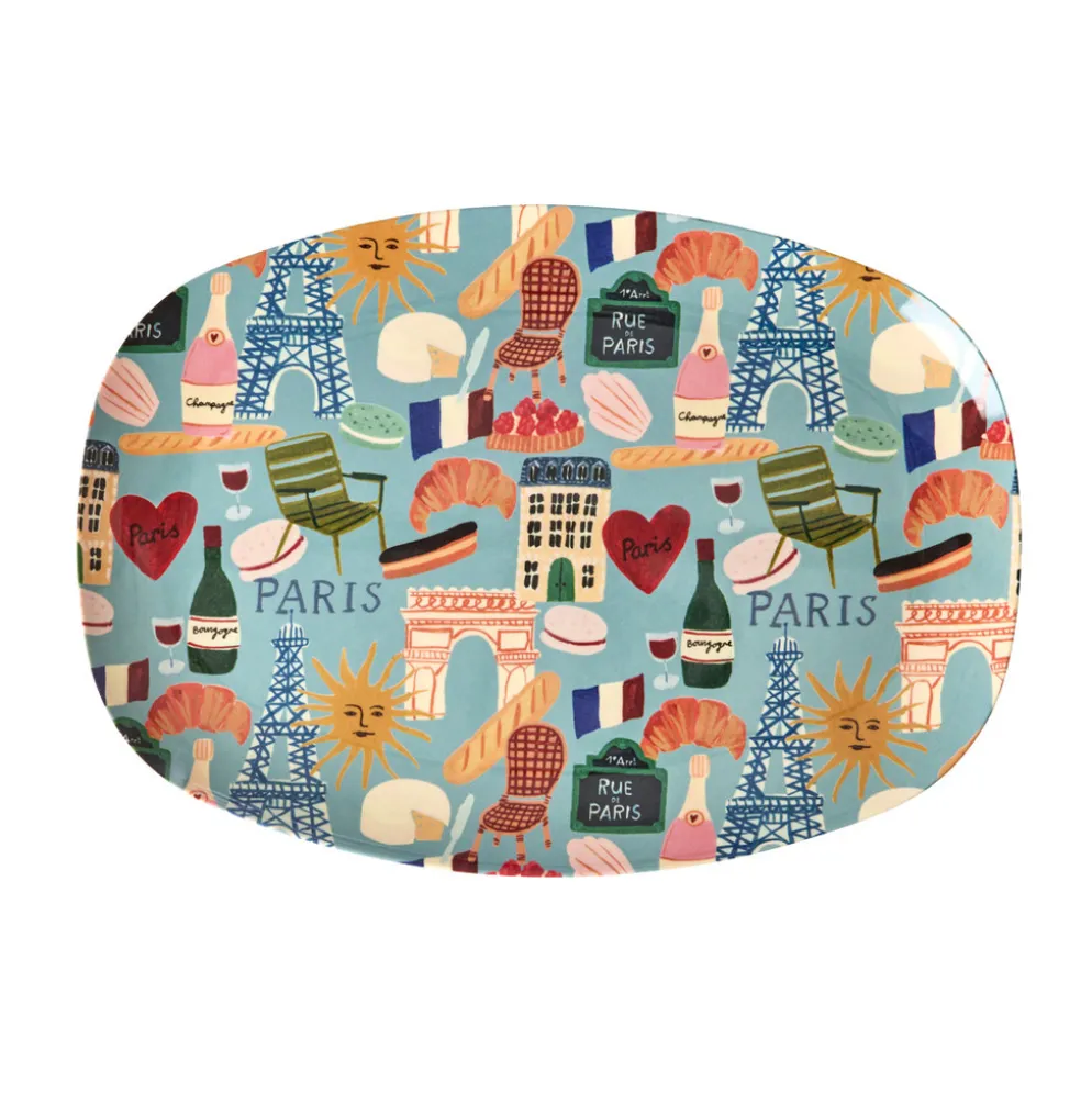 Rice Melamin Teller Oval Paris Mon Amour