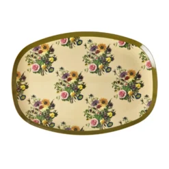 Rice Melamin Teller Oval Retro Bouquet