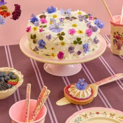 Rice Melamin Tortenplatte mit Fuß Nathalie Lété Pink