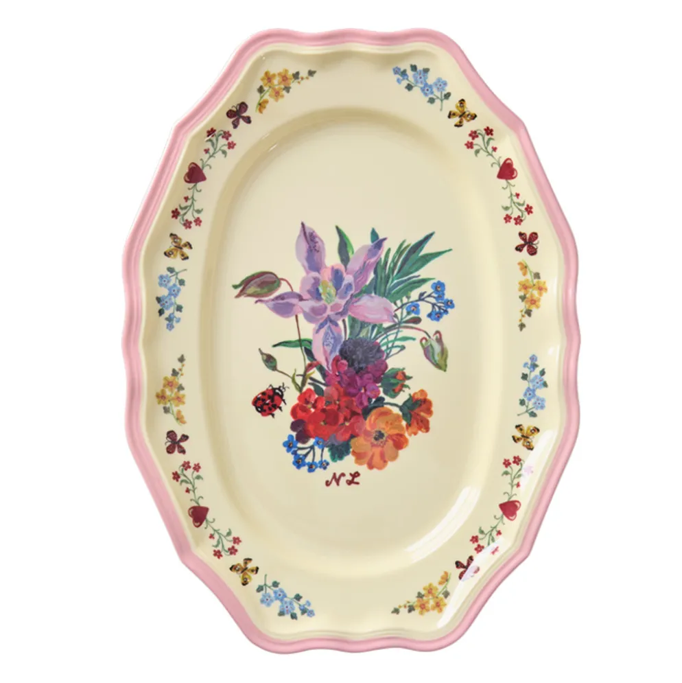 Rice Melamin Vintage Servierplatte Nathalie Lété Pink Small