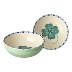 Rice Schüssel Keramik handbemalt Good Luck Clover Soft Green 350 ml