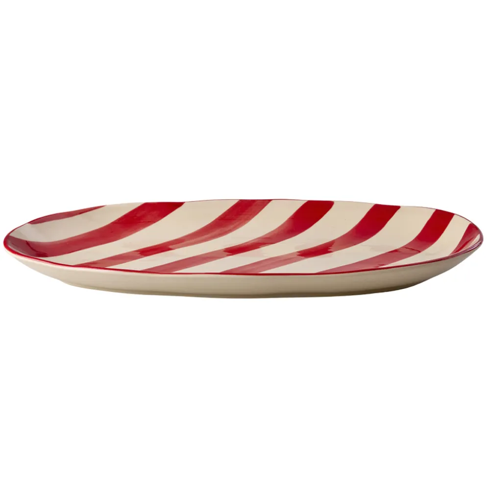 Rice Servierplatte Keramik Red Stripes Medium