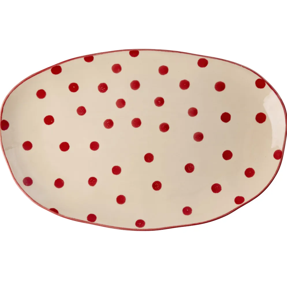 Rice Servierplatte Keramik Red Dots Large