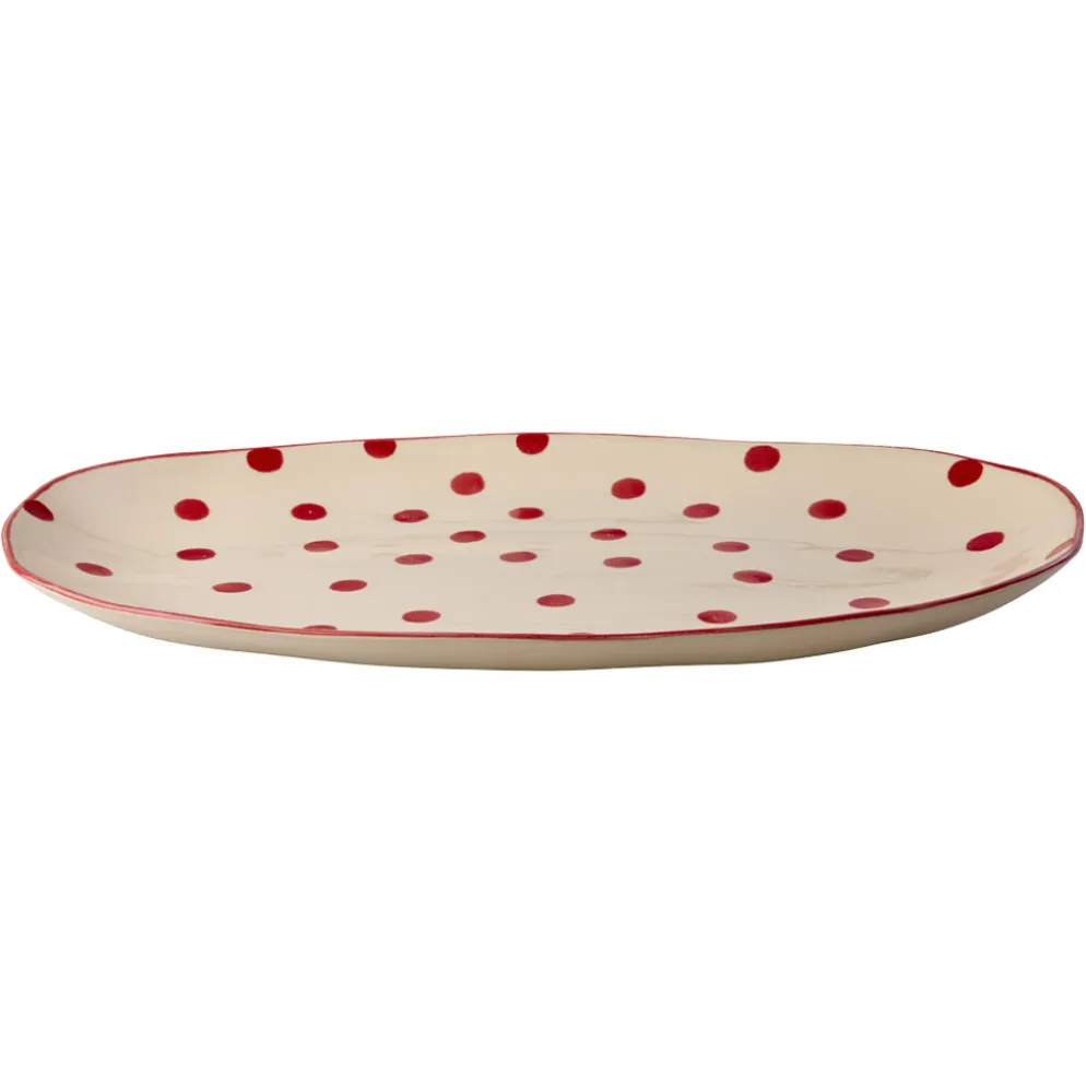 Rice Servierplatte Keramik Red Dots Large