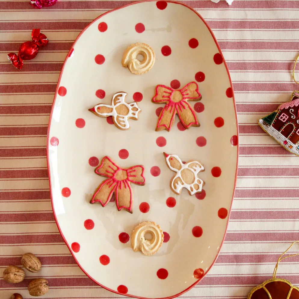 Rice Servierplatte Keramik Red Dots Large