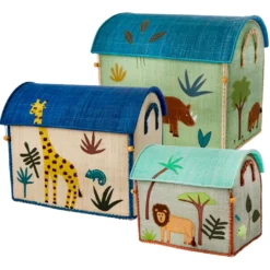 Rice Spielzeugkorb Jungle Blue