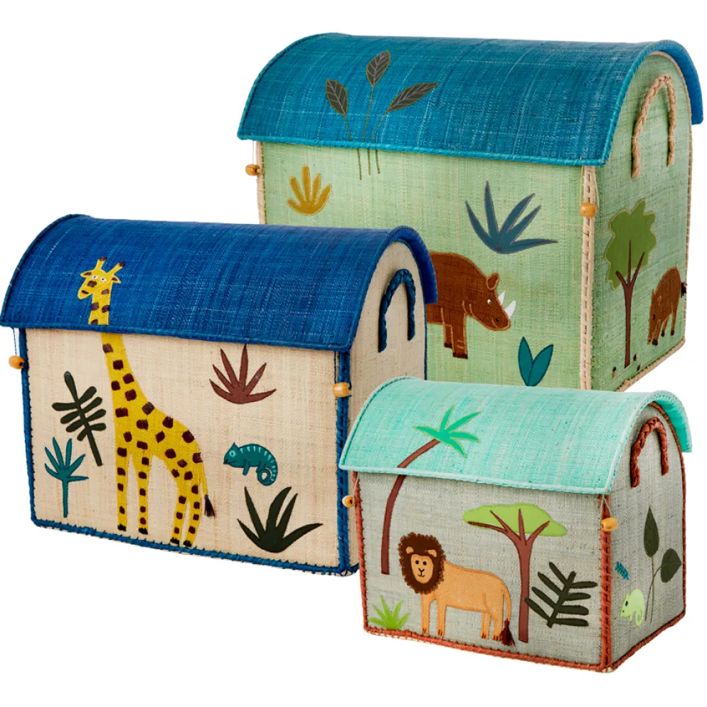 Rice Spielzeugkorb Jungle Blue