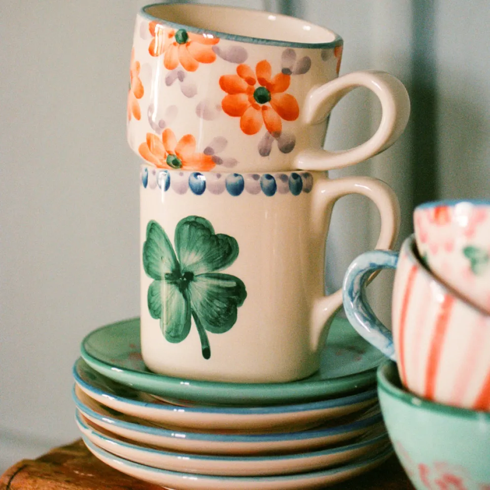 Rice Tasse Keramik handbemalt Good Luck Clover 420 ml