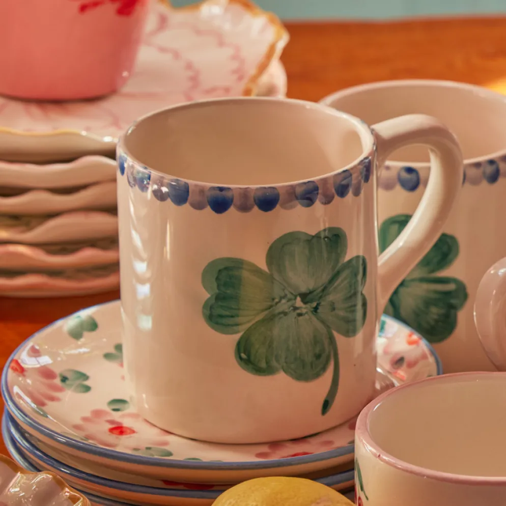 Rice Tasse Keramik handbemalt Good Luck Clover 420 ml