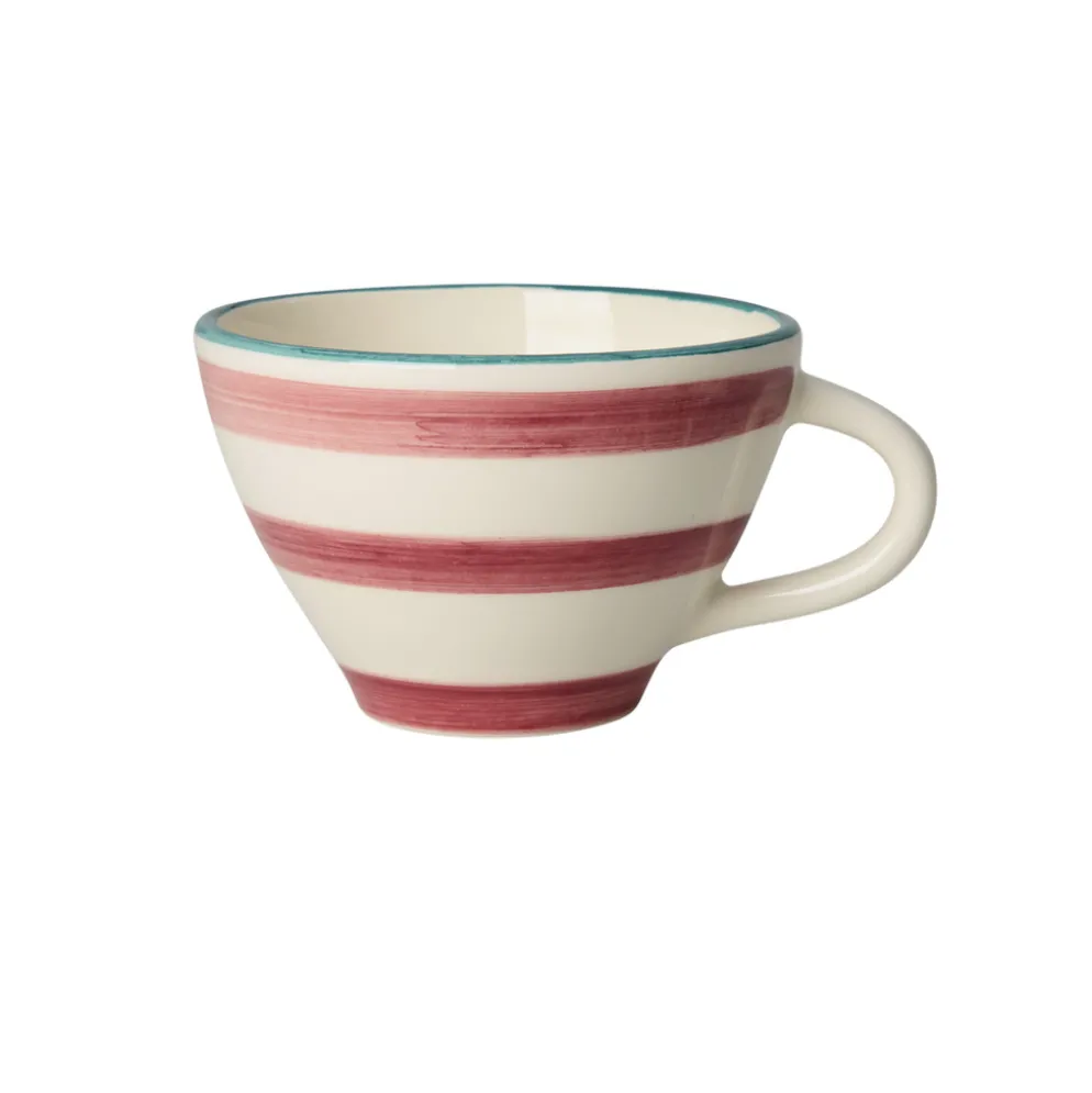 Rice Teetasse Keramik handbemalt Pink Horizontal Stripes 150 ml