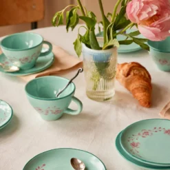 Rice Teetasse Keramik handbemalt Soft Pink Flower Vine 150 ml