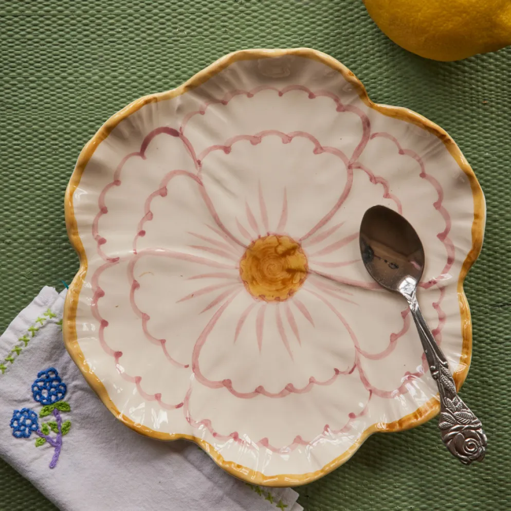 Rice Teller Keramik Blume handbemalt Yellow
