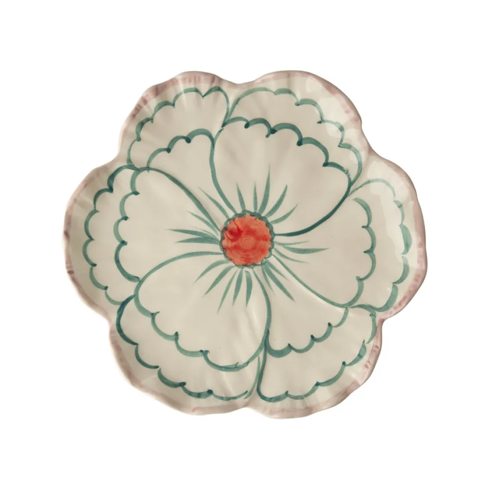 Rice Teller Keramik Blume handbemalt Pink