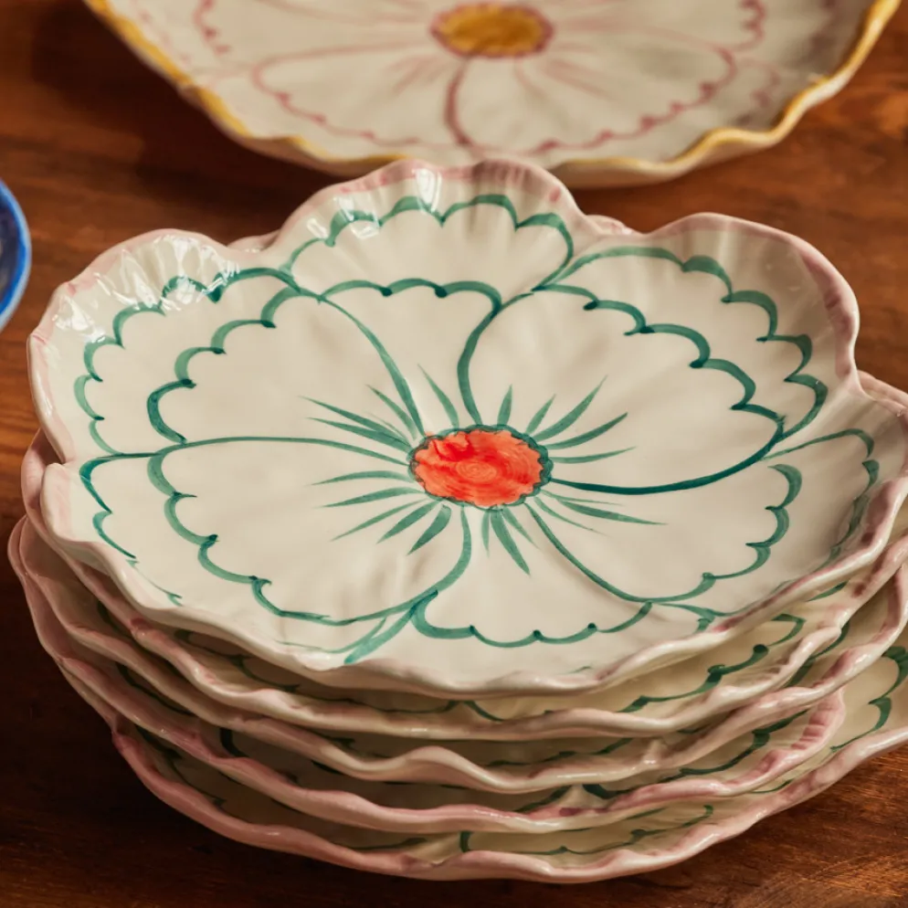 Rice Teller Keramik Blume handbemalt Pink