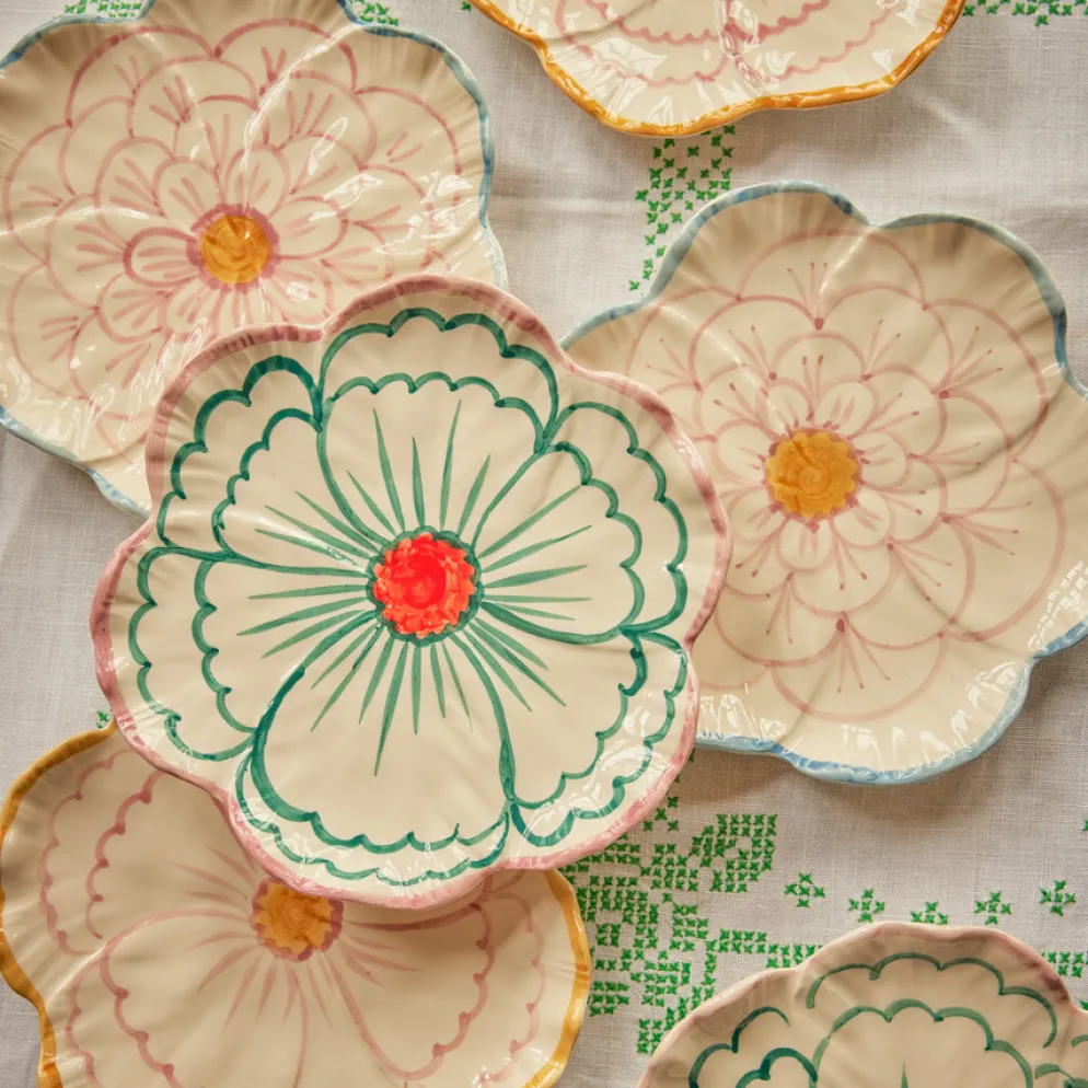 Rice Teller Keramik Blume handbemalt Pink