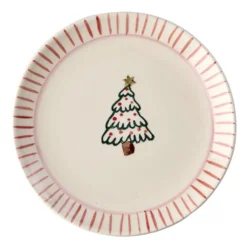 Rice Teller Keramik handbemalt Christmas Xmas Tree and Striped Edge