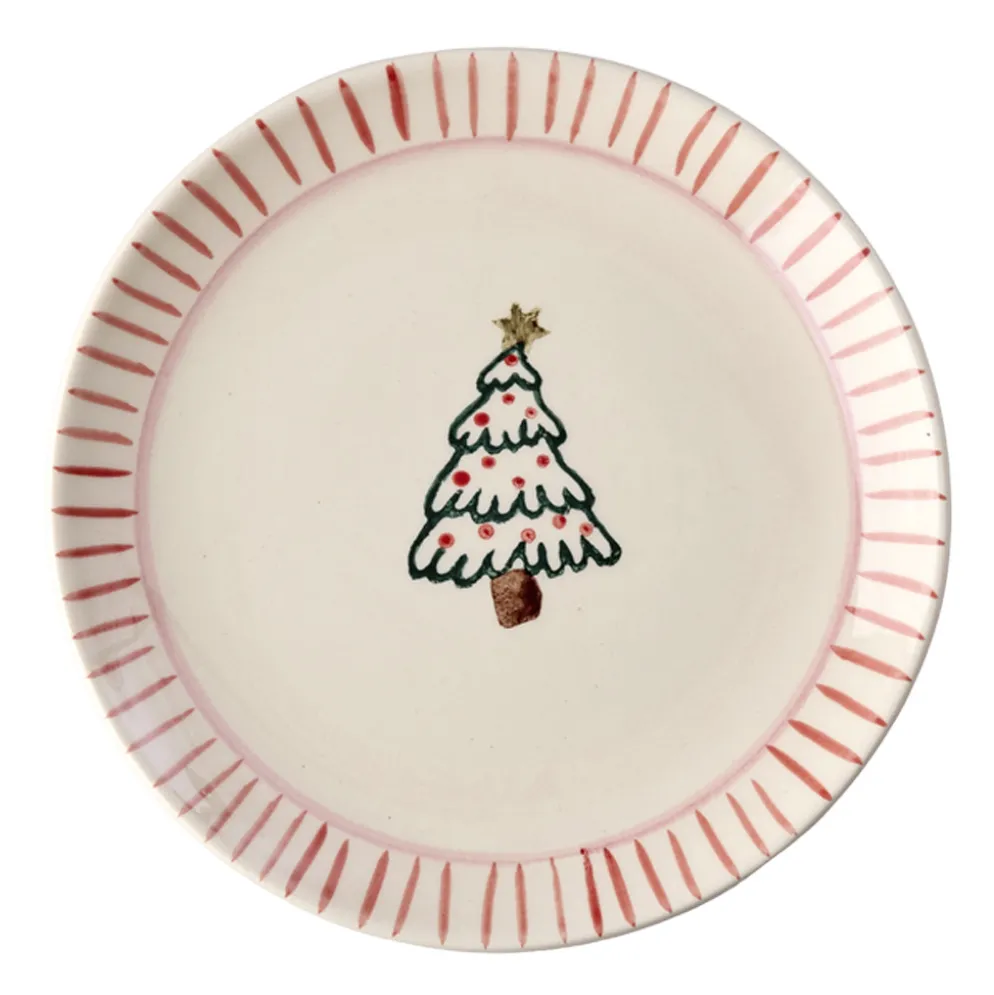 Rice Teller Keramik handbemalt Christmas Xmas Tree and Striped Edge