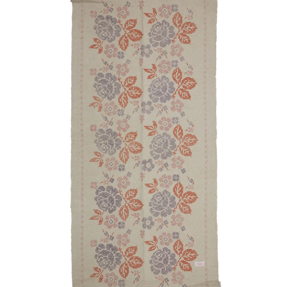 Rice Teppichläufer Baumwolle Crochet Rose Design Sand