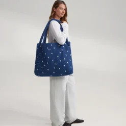 Studio Noos Tasche Denim Dark Blue White Hearts Mom-Bag