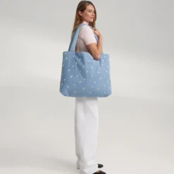 Studio Noos Tasche Denim Light Blue Hearts Mom-Bag