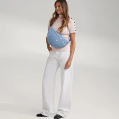 Studio Noos Tasche Fanny Pack Denim Light Blue Hearts