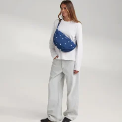 Studio Noos Tasche Fanny Pack Denim Dark Blue White Hearts