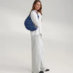 Studio Noos Tasche Fanny Pack Denim Dark Blue White Hearts