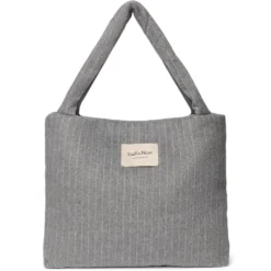 Studio Noos Tasche Flannel Chalkstripe Light Grey Mom-Bag