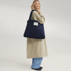 Studio Noos Tasche Flannel Chalkstripe Dark Blue Mom-Bag
