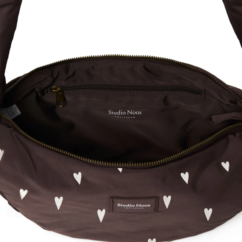 Studio Noos Tasche Puffy Mini Cross Body Bag Brown Hearts